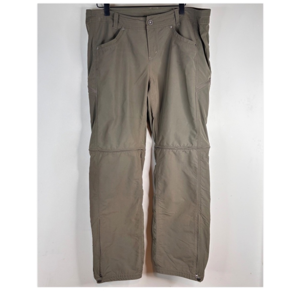 KUHL Convertible Hiking Pants Womens 14 Olive Zip Off Shorts Stretch Camping